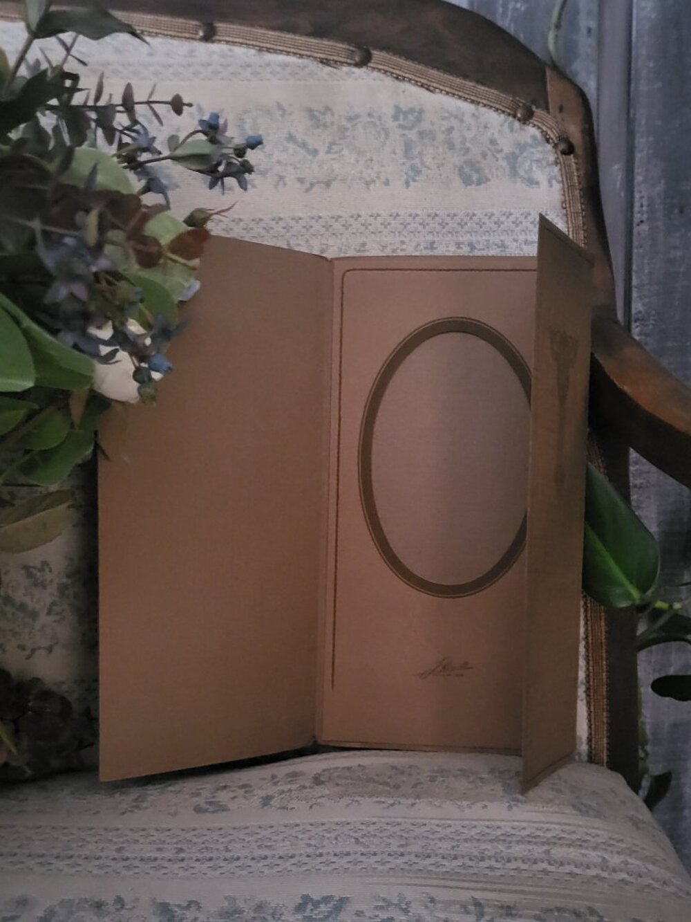 Antique Vintage Tri-Fold Cardboard Portrait Frame Folder Art Deco Fall River MA
